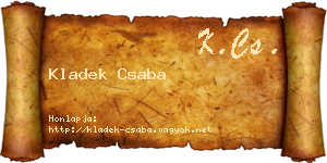 Kladek Csaba névjegykártya
